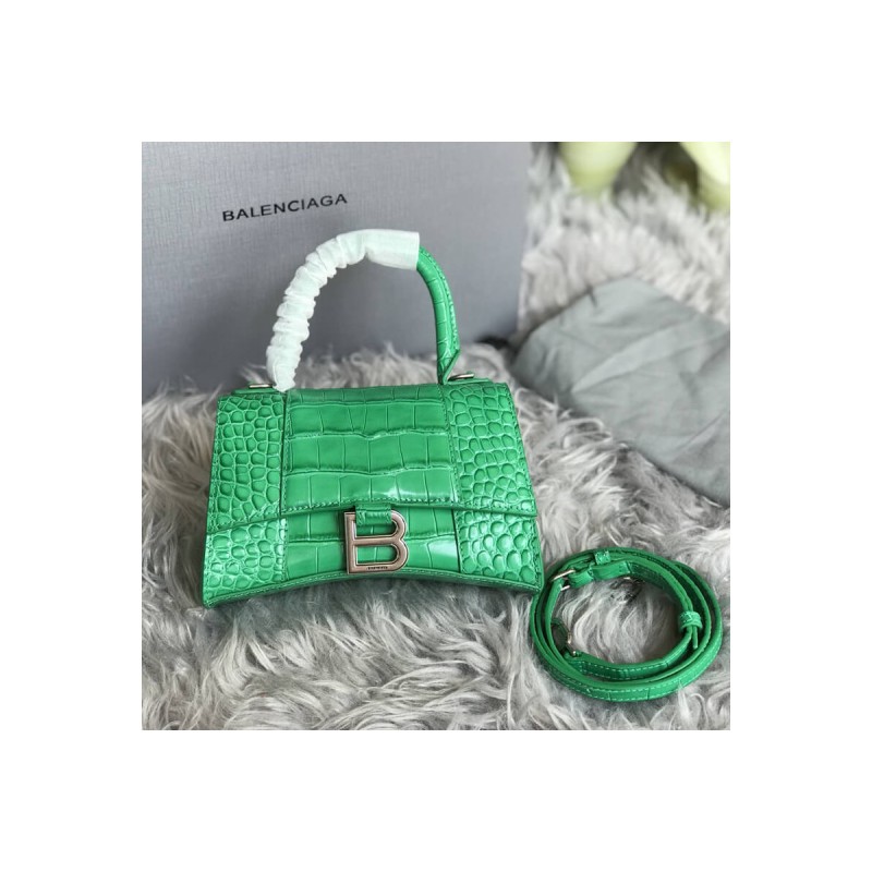 Balenciaga Hourglass XS Croc-Effect Leather Tote