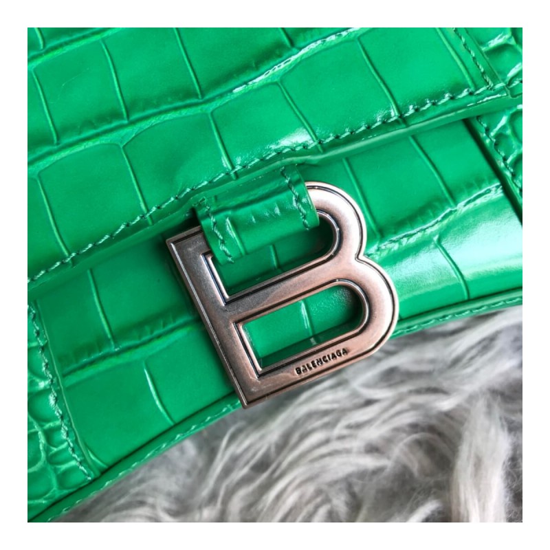 Balenciaga Hourglass XS Croc-Effect Leather Tote