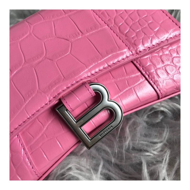 Balenciaga Hourglass XS Croc-Effect Leather Tote