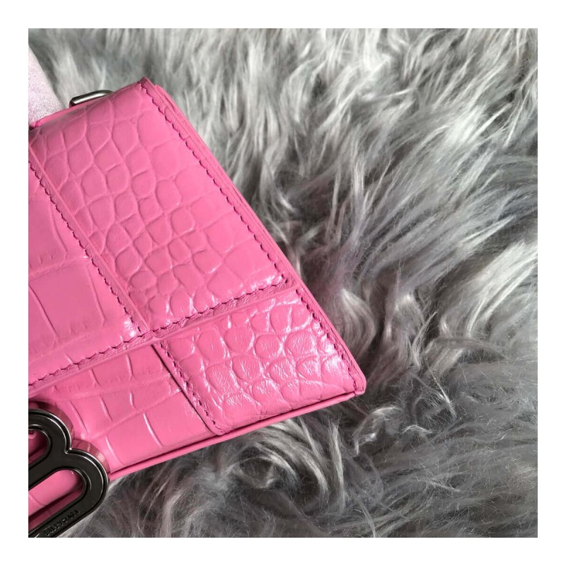 Balenciaga Hourglass XS Croc-Effect Leather Tote