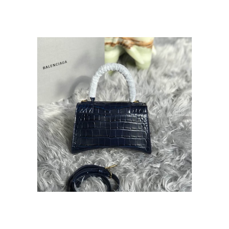 Balenciaga Hourglass XS Croc-Effect Leather Tote
