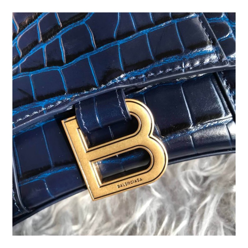 Balenciaga Hourglass XS Croc-Effect Leather Tote