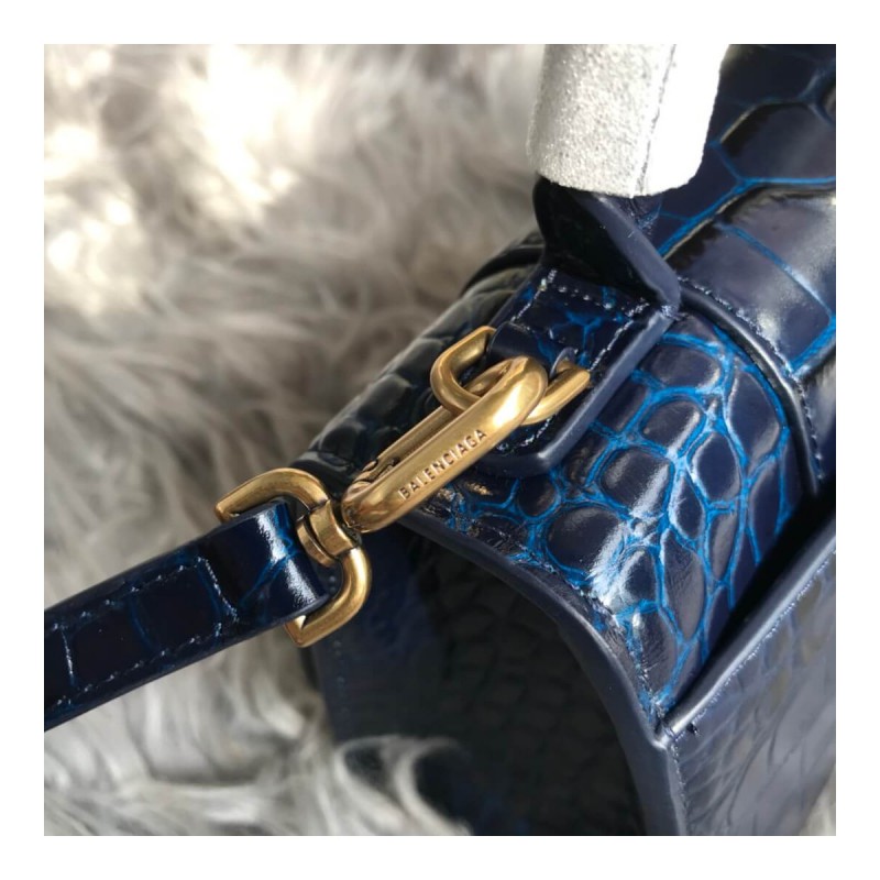 Balenciaga Hourglass XS Croc-Effect Leather Tote