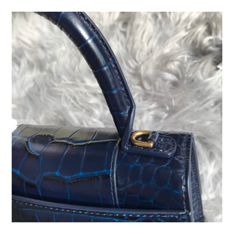 Balenciaga Hourglass XS Croc-Effect Leather Tote