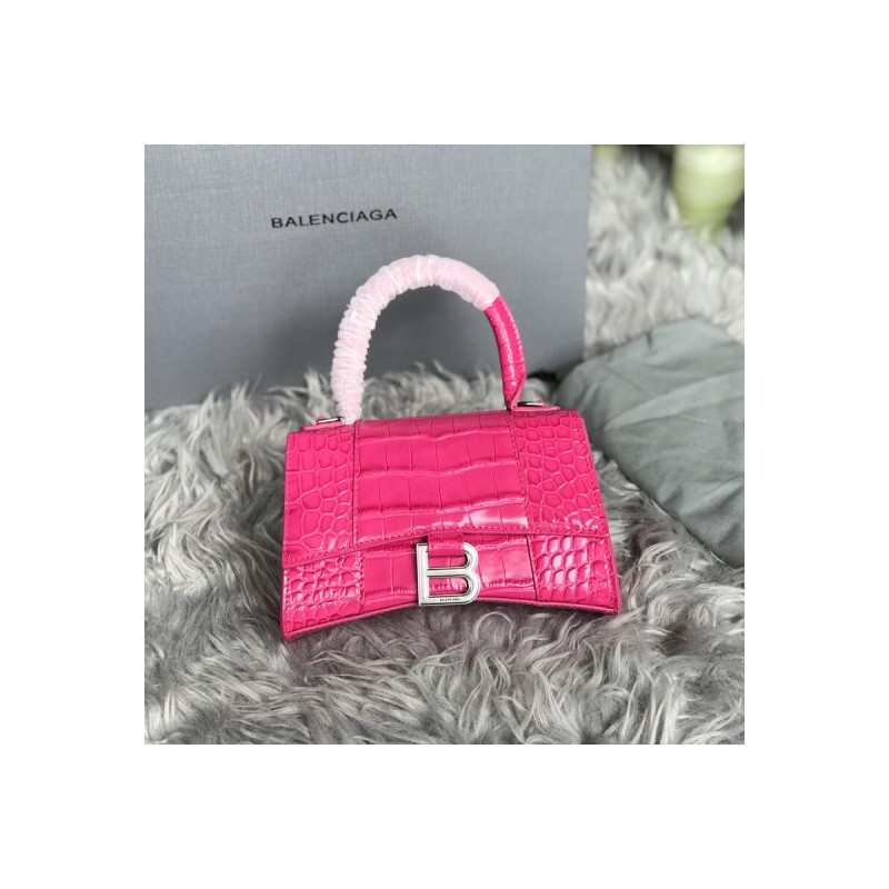 Balenciaga Hourglass XS Croc-Effect Leather Tote