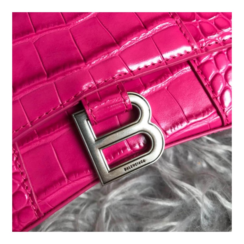 Balenciaga Hourglass XS Croc-Effect Leather Tote