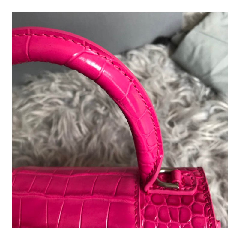 Balenciaga Hourglass XS Croc-Effect Leather Tote