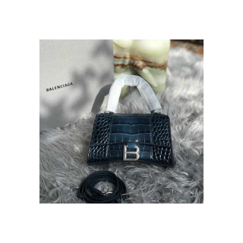 Balenciaga Hourglass XS Croc-Effect Leather Tote