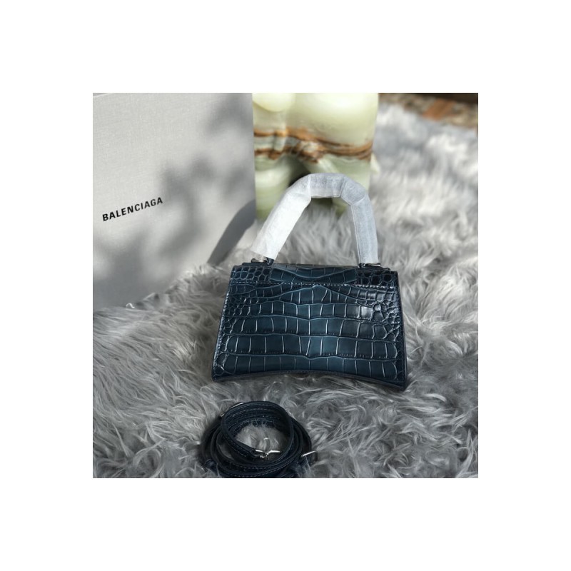 Balenciaga Hourglass XS Croc-Effect Leather Tote