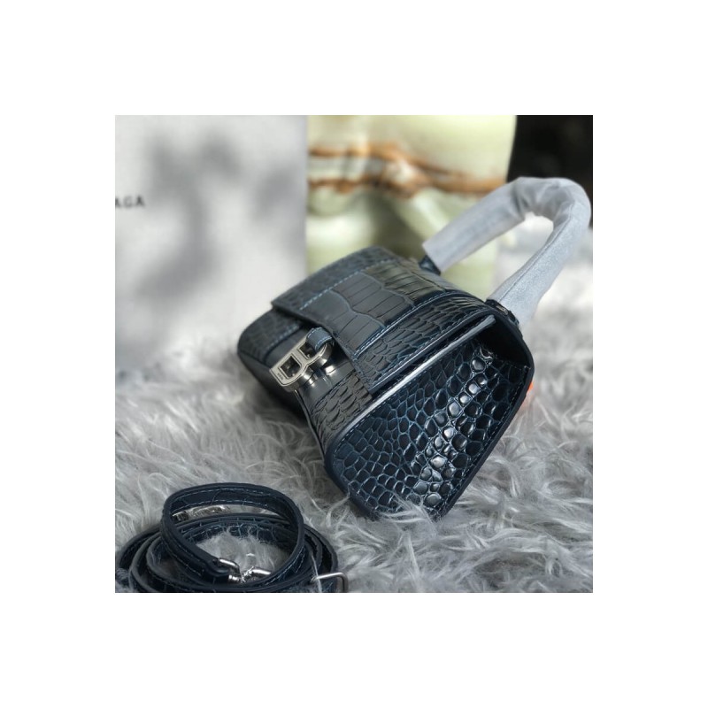 Balenciaga Hourglass XS Croc-Effect Leather Tote