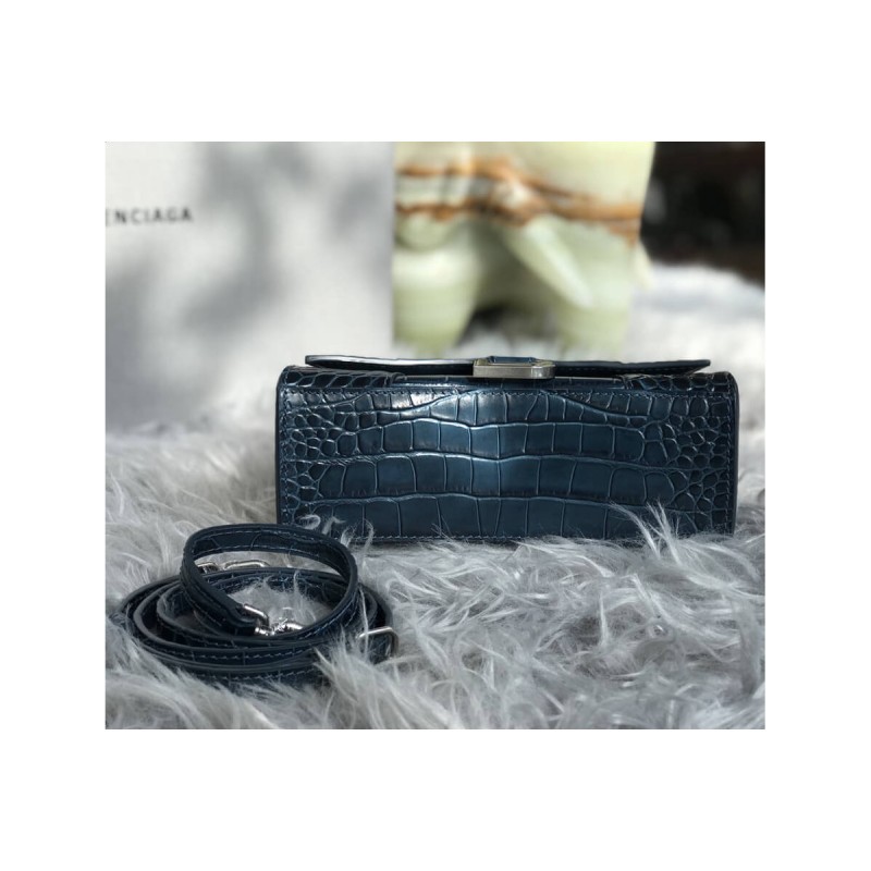 Balenciaga Hourglass XS Croc-Effect Leather Tote