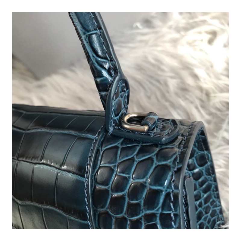 Balenciaga Hourglass XS Croc-Effect Leather Tote