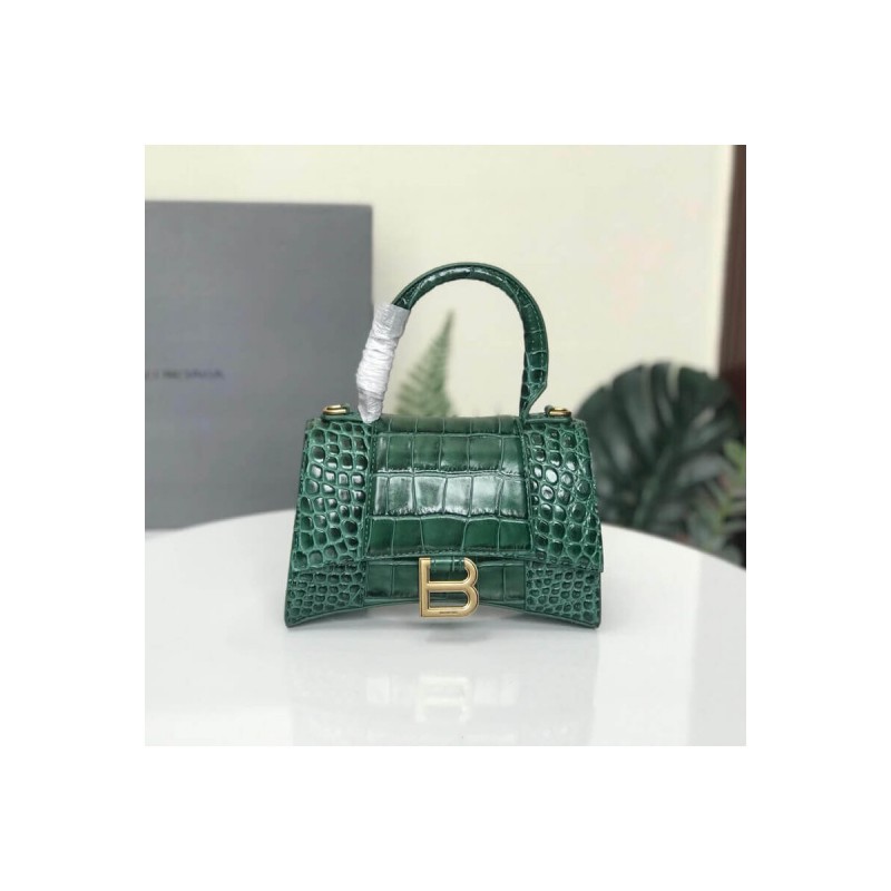 Balenciaga Hourglass XS Croc-Effect Leather Tote