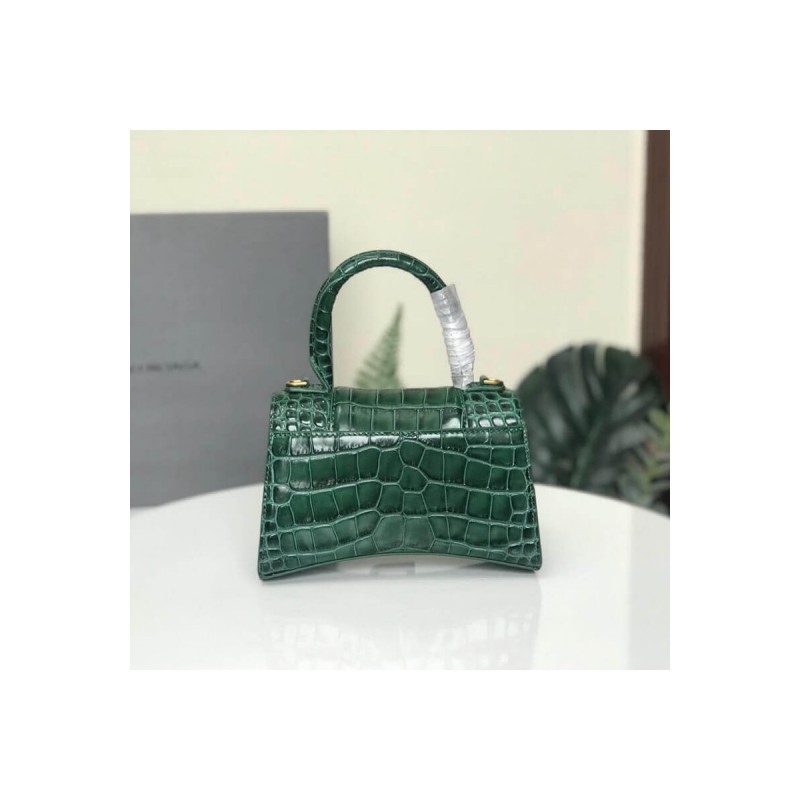 Balenciaga Hourglass XS Croc-Effect Leather Tote