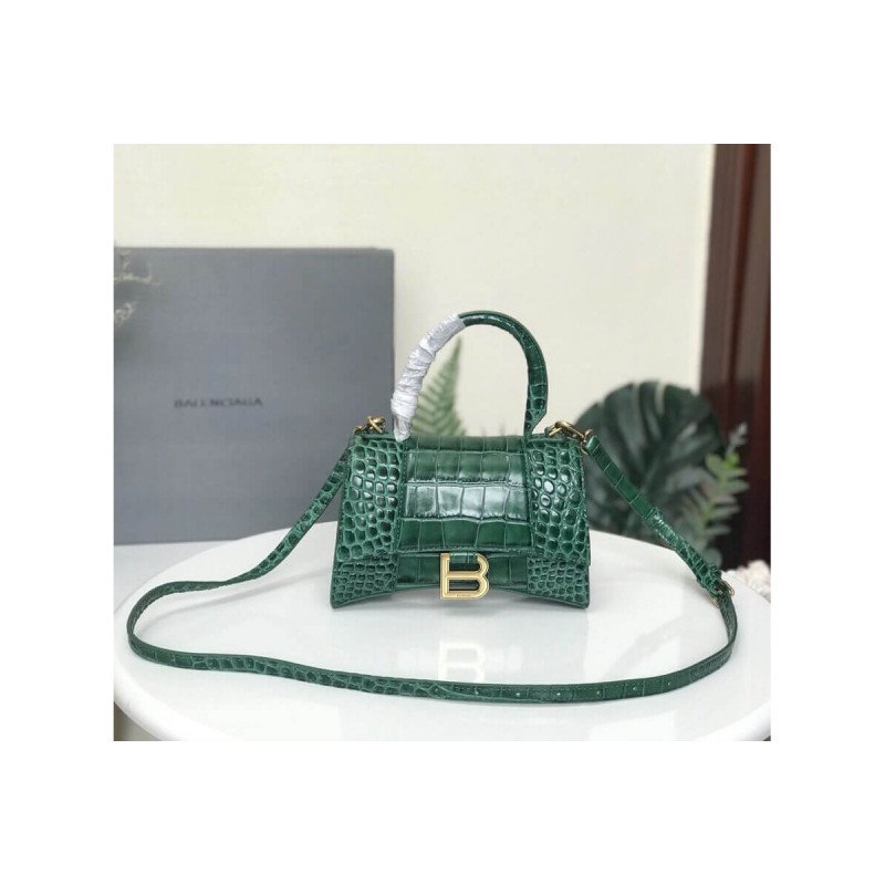 Balenciaga Hourglass XS Croc-Effect Leather Tote