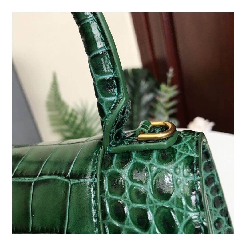 Balenciaga Hourglass XS Croc-Effect Leather Tote