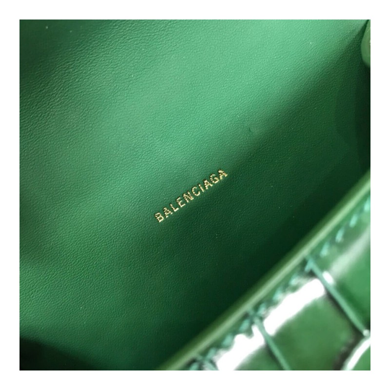 Balenciaga Hourglass XS Croc-Effect Leather Tote