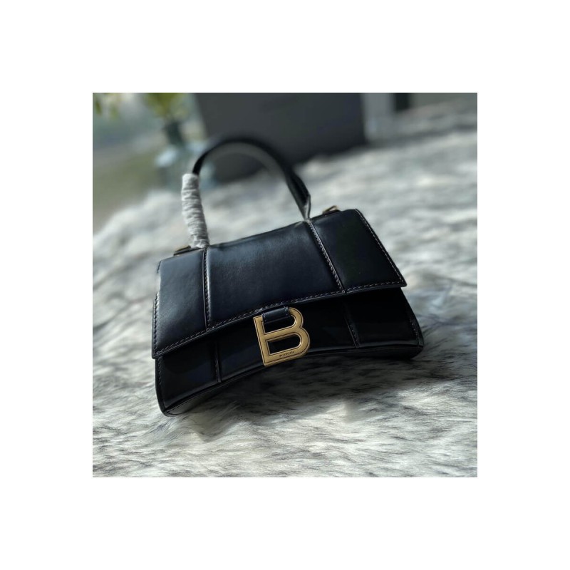 Balenciaga Hourglass S Shiny Box Calfskin Tote