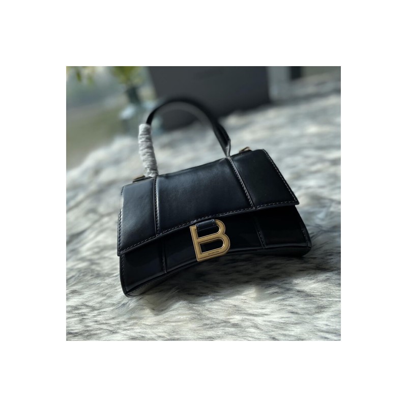 Balenciaga Hourglass XS Shiny Box Calfskin Tote