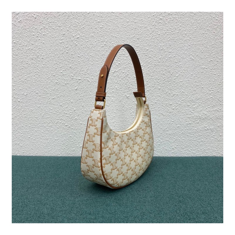 Celine Ava Bag In Triomphe Canvas 193952 White