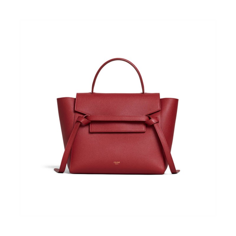 Celine Micro Belt Bag In Grained Calfskin 189153 Ruby