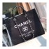 Chanel Deauville Tote 38cm Canvas Bag A66941 Black/White