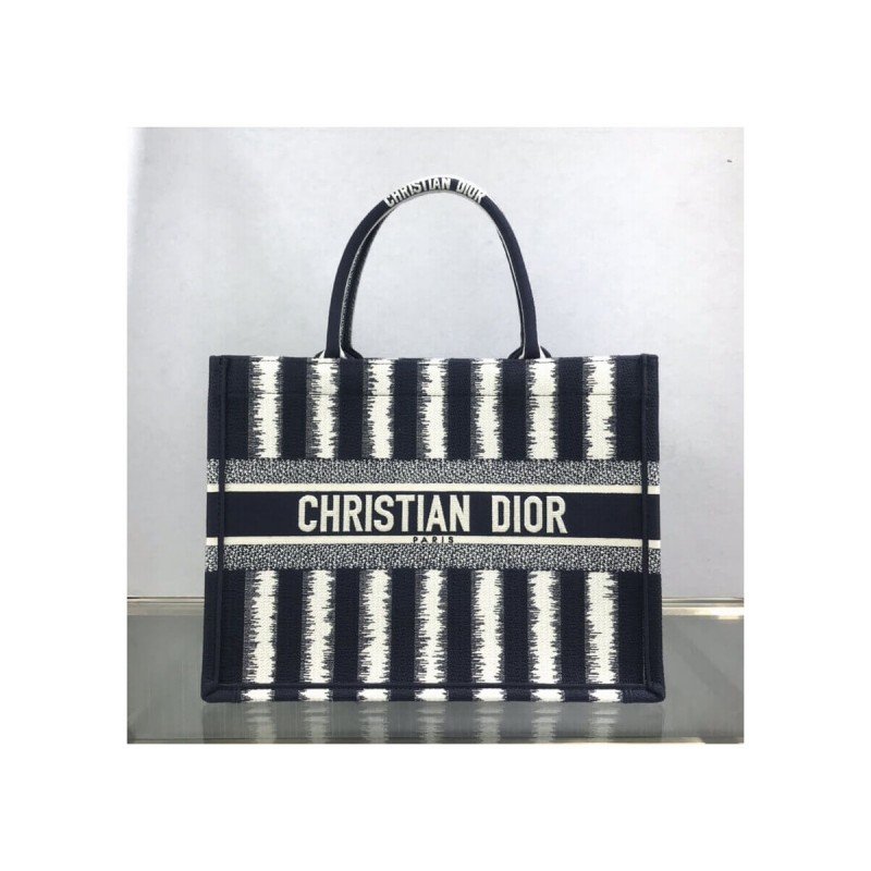 Dior Small Book Tote D-Stripes Embroidery M1296