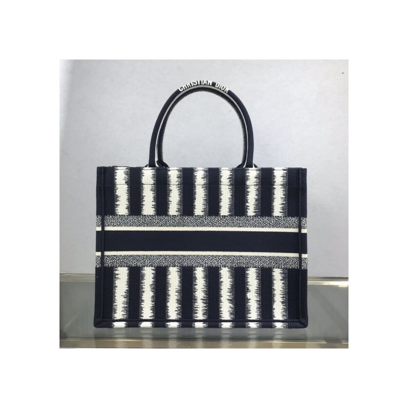 Dior Small Book Tote D-Stripes Embroidery M1296