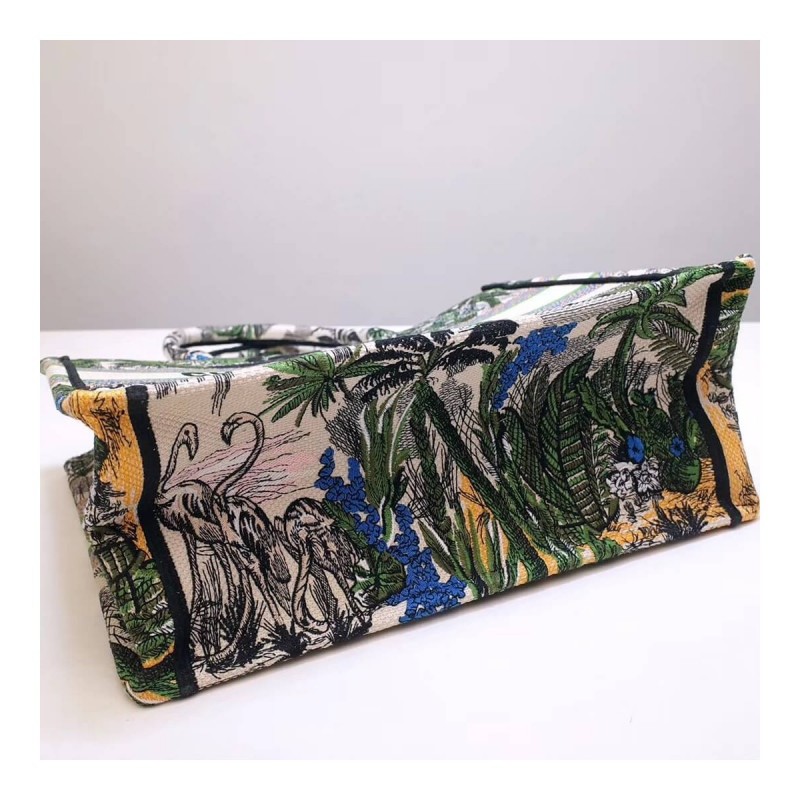 Christian Dior Small Book Tote In Embroidered Canvas M1296