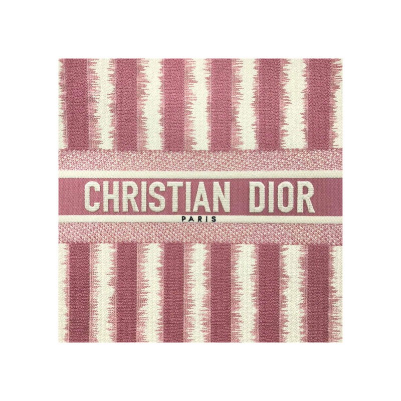 Dior Book Tote Pink D-Stripes Embroidery M1286
