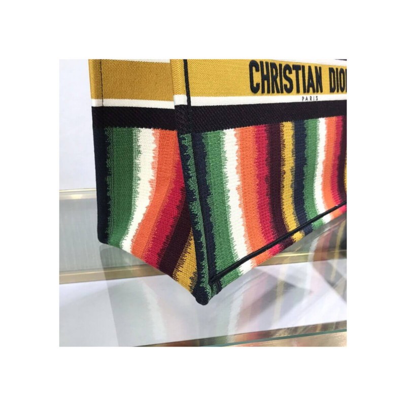 Dior Book Tote Multicolor D-Stripes Embroidery M1286