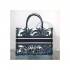 Dior Small Book Tote in Blue Palms Embroidery M1296