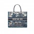 Dior Book Tote in Blue Palms Embroidery M1286