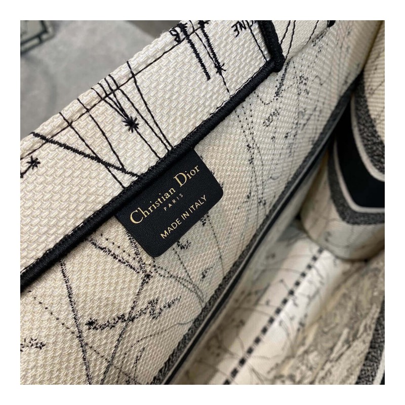 Dior Book Tote Latte Multicolor Dior Zodiac Embroidery M1286