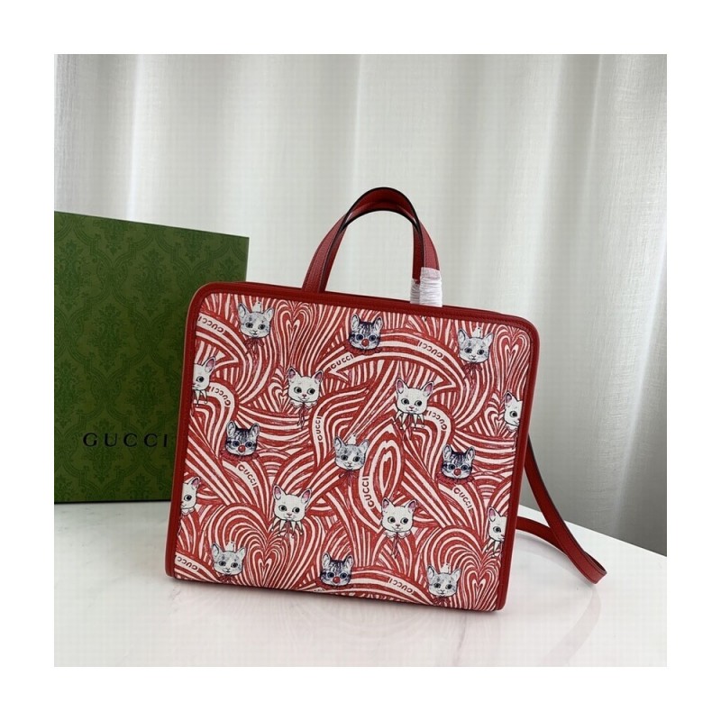 Gucci Yuko Higuchi Tote Bag Cat Print 605614