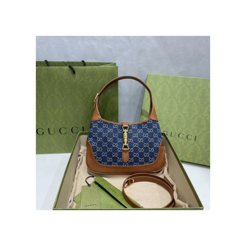 Gucci Denim Jackie 1961 Small Shoulder Bag 636706