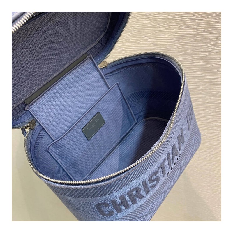 Dior Travel Vanity Case Denim Cannage Embroidery S5480