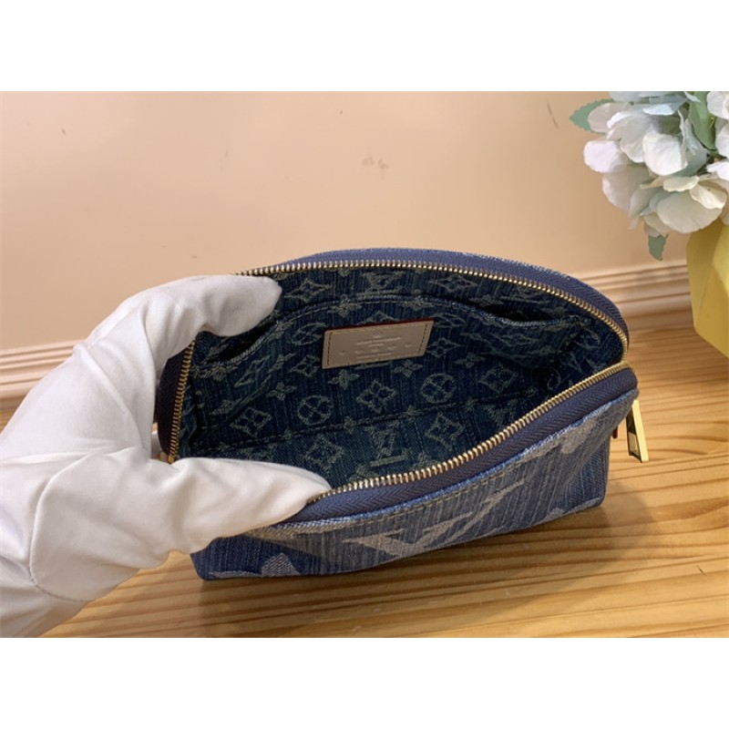 Louis Vuitton Monogram Denim Pochette Cosmétique Makeup Pouch M24316