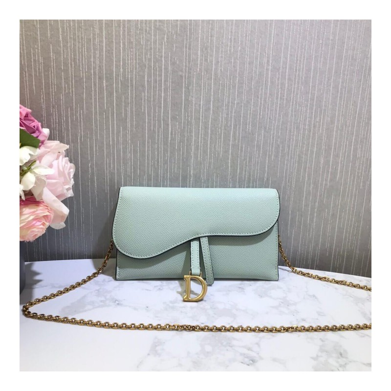 Christian Dior Grained Calfskin Saddle Long Chain Wallet S5614