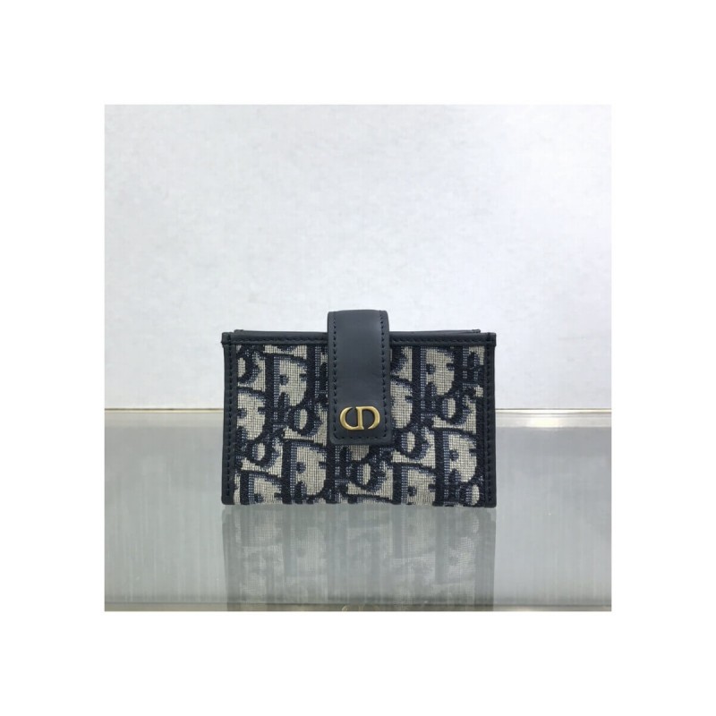 Dior 30 Montaigne 5-Gusset Card Holder Blue Oblique Jacquard S2058