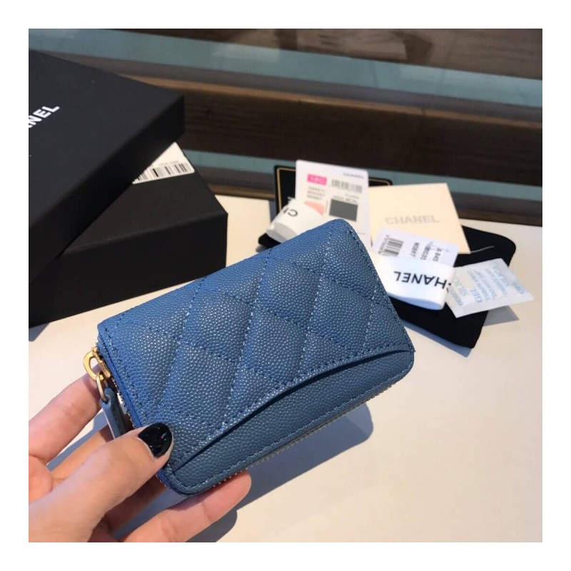 Chanel Grainy Calfskin Classic Zipped Card Holder A84511