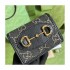 Gucci Horsebit 1955 Jacquard Card Case Wallet 621887 Black