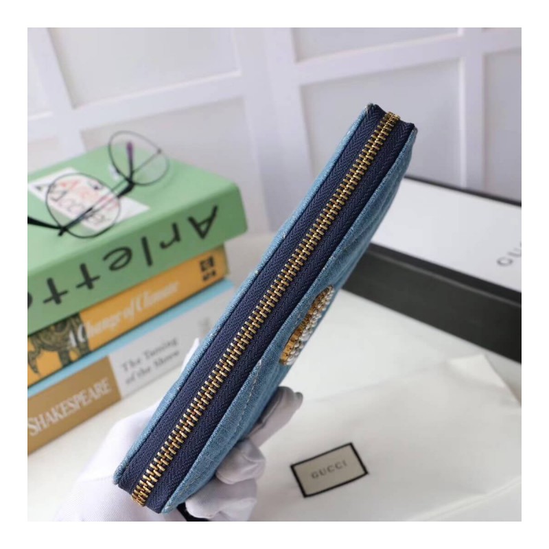 Gucci Denim Zip Around Wallet 443123