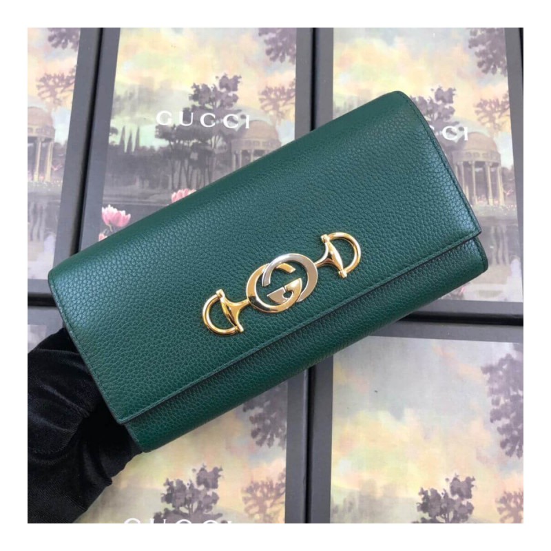 Gucci Zumi Grainy Leather Continental Wallet 573612