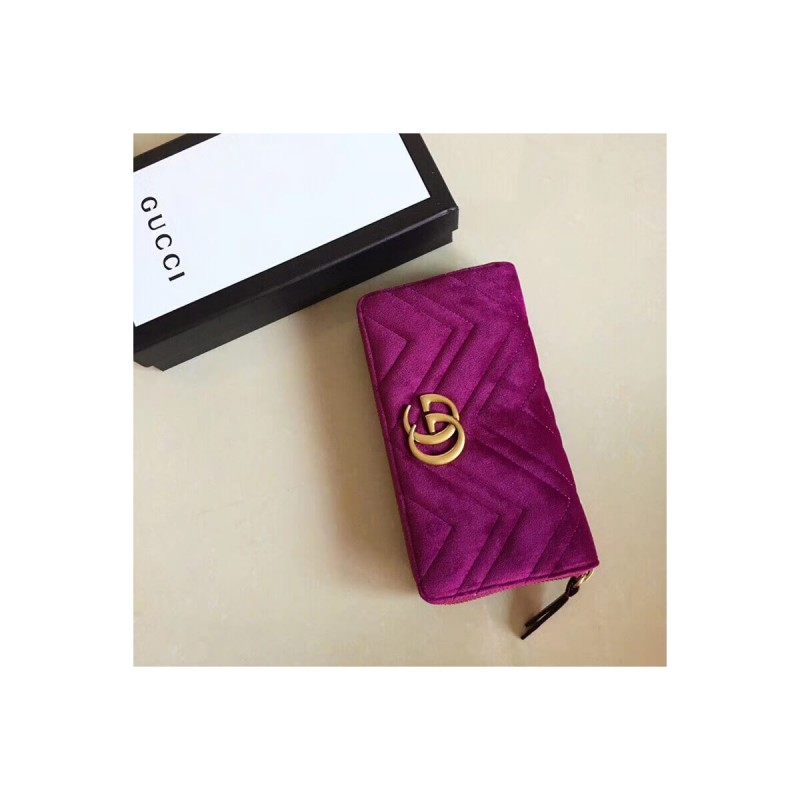 Gucci GG Velvet Zip Around Wallet 443123