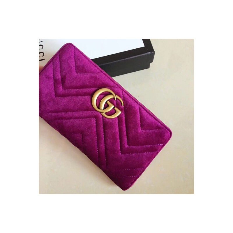 Gucci GG Velvet Zip Around Wallet 443123