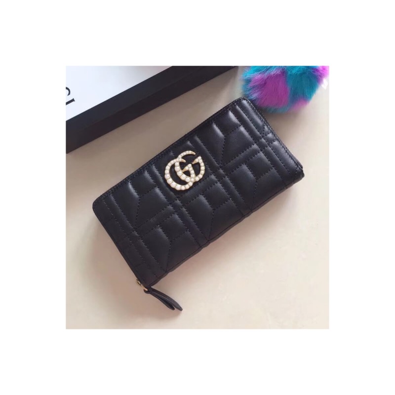 Gucci Pearly GG Marmont Zip Around Wallet 443123