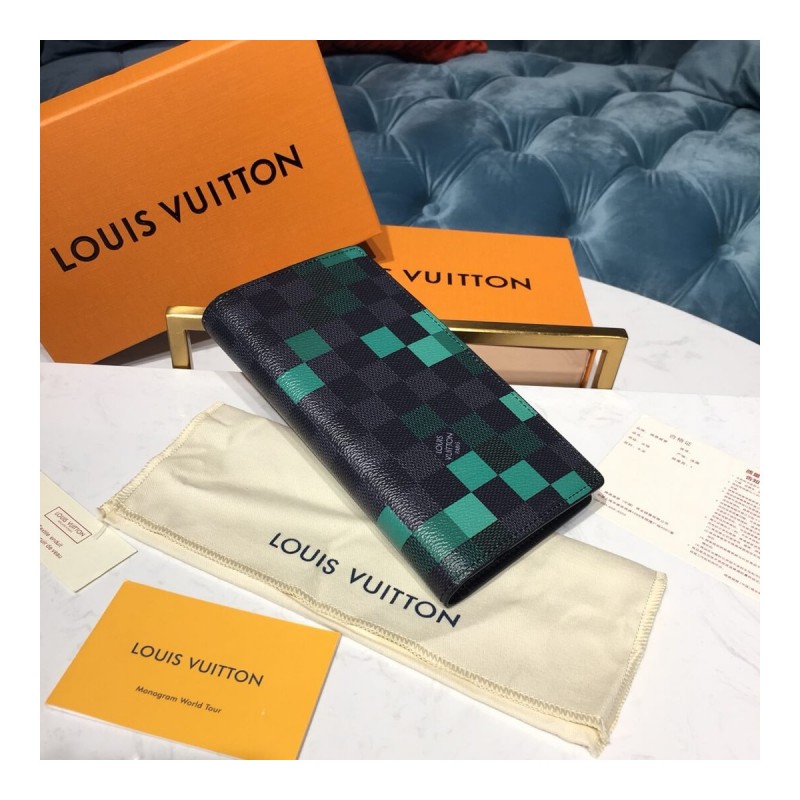 Louis Vuitton Damier Graphite Pixel Brazza Wallet N60163