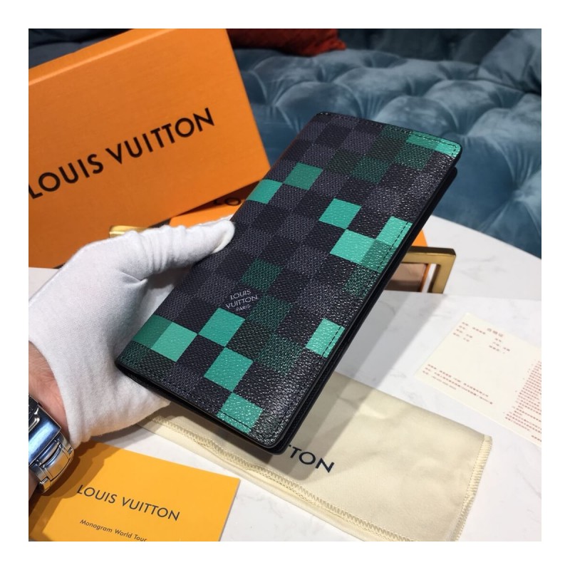 Louis Vuitton Damier Graphite Pixel Brazza Wallet N60163
