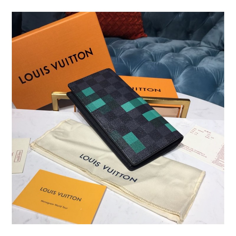 Louis Vuitton Damier Graphite Pixel Brazza Wallet N60163
